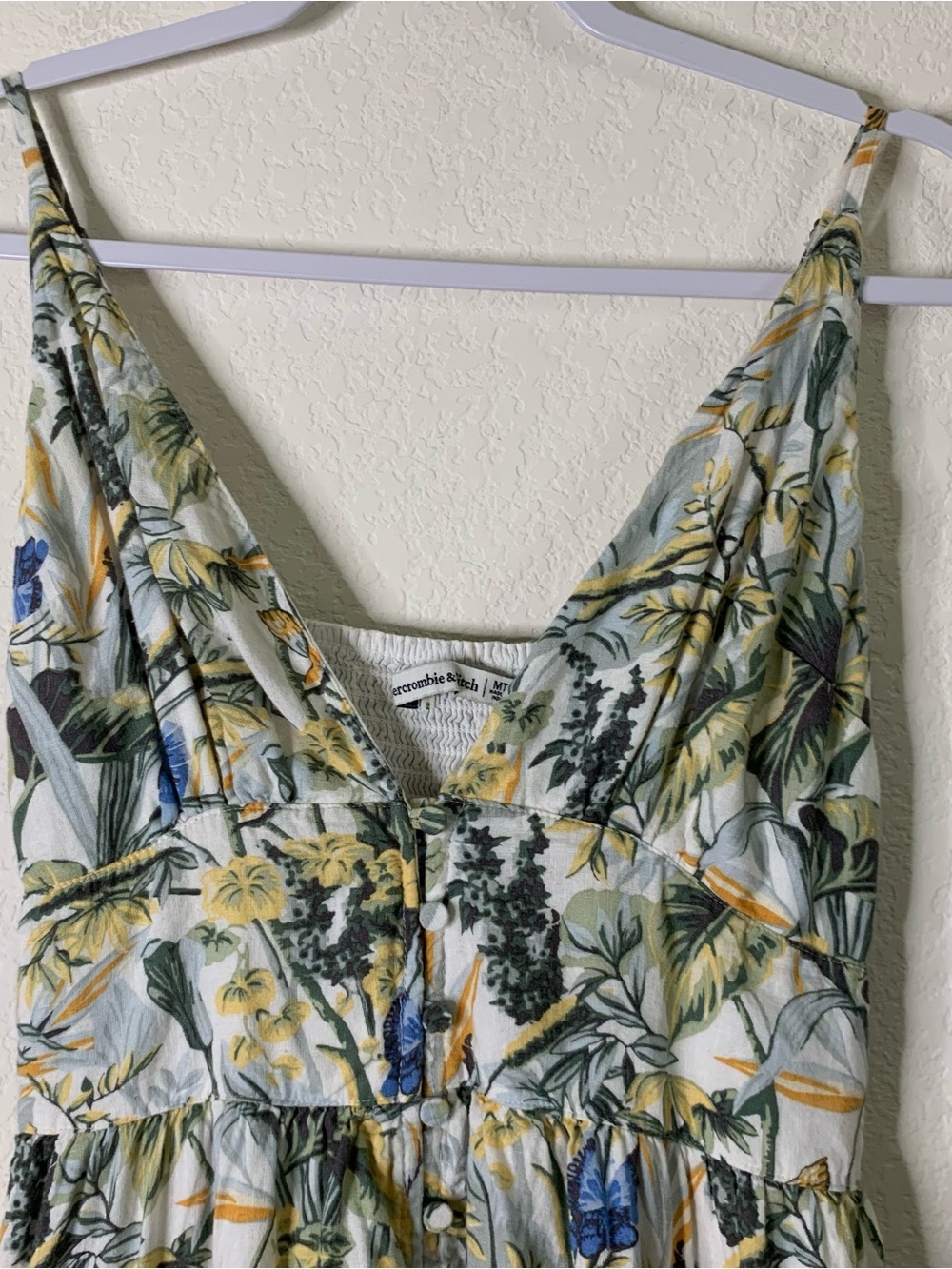 Abercrombie & fitch womens green plunge maxi dress in tropical print MT - Picture 5 of 10